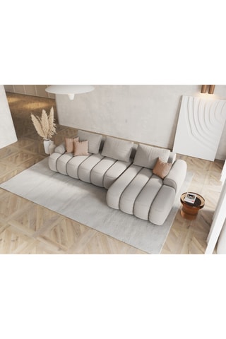 Canapé d'angle droit convertible Kimi - Beige - 3 places - En polyester