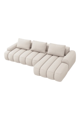 Canapé d'angle droit convertible Kimi - Beige - 3 places - En polyester