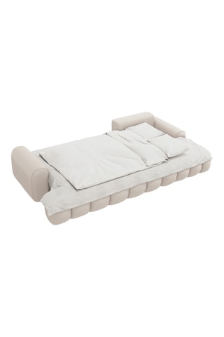 Canapé d'angle droit convertible Kimi - Beige - 3 places - En polyester