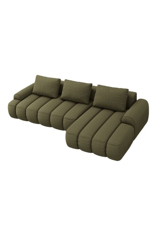 Canapé d'angle droit convertible Kimi - Vert - 3 places - En polyester