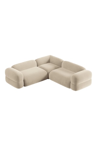 Canapé d'angle modulaire symétrique Lony - Beige clair - 5 places - Toucher velours