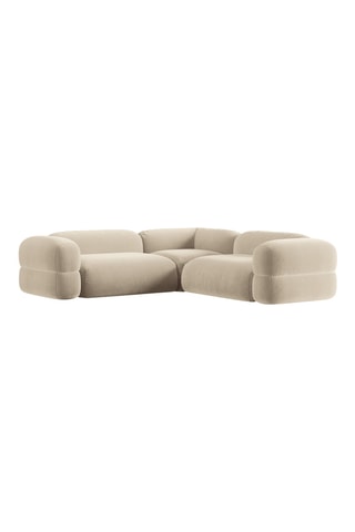 Canapé d'angle modulaire symétrique Lony - Beige clair - 5 places - Toucher velours