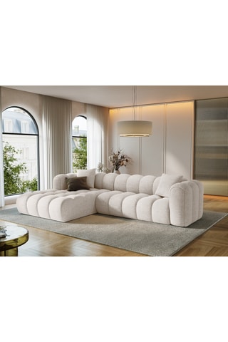 Canapé d’angle gauche modulaire Arden - Beige - 4 places - tissu chenille