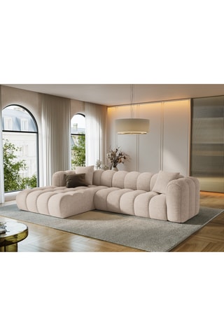 Canapé d’angle gauche modulaire Arden - Marron clair - 4 places - tissu chenille