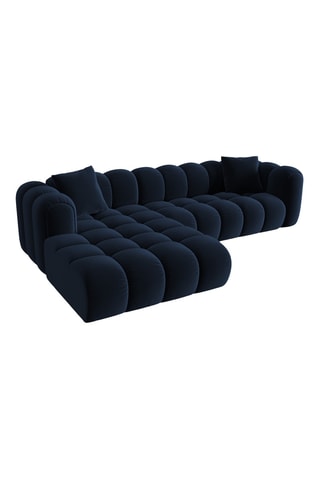 Canapé d’angle gauche modulable Arden - Bleu roi - 4 places - Tissu velours