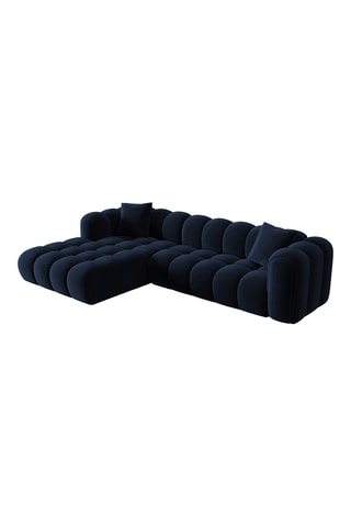 Canapé d’angle gauche modulable Arden - Bleu roi - 4 places - Tissu velours