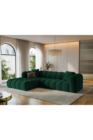 Canapé d’angle gauche modulable Arden - Vert foncé - 4 places - Tissu velours