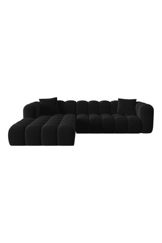 Canapé d’angle gauche modulable Arden - Noir - 4 places - Tissu velours