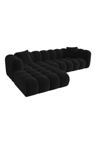 Canapé d’angle gauche modulable Arden - Noir - 4 places - Tissu velours