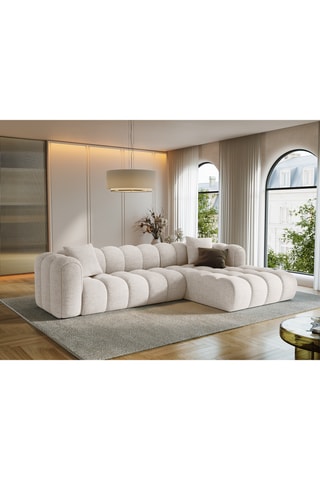 Canapé d’angle droit modulaire Arden - Beige - 4 places - tissu chenille