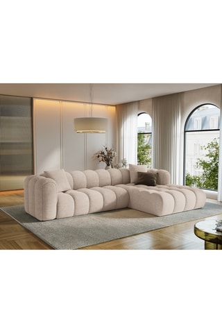 Canapé d’angle droit modulaire Arden - Beige - 4 places - Tissu chenille