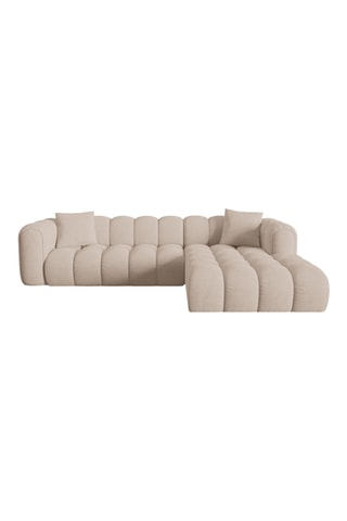 Canapé d’angle droit modulaire Arden - Beige - 4 places - Tissu chenille