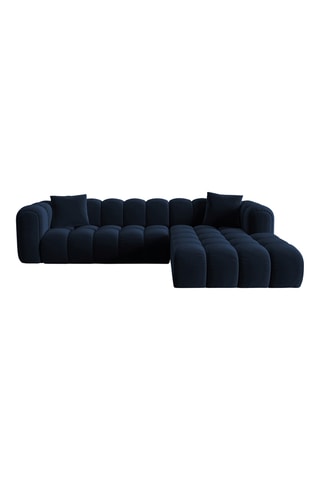 Canapé d’angle droit modulable Arden - Bleu roi - 4 places - Tissu velours