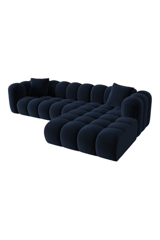Canapé d’angle droit modulable Arden - Bleu roi - 4 places - Tissu velours