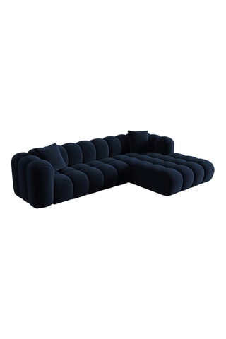Canapé d’angle droit modulable Arden - Bleu roi - 4 places - Tissu velours