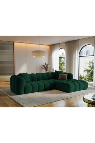Canapé d’angle droit modulable Arden - Vert - 4 places - Tissu velours