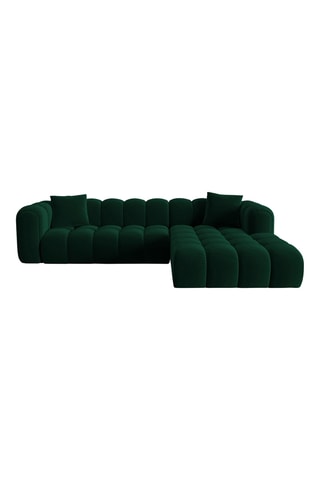 Canapé d’angle droit modulable Arden - Vert - 4 places - Tissu velours