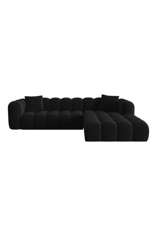 Canapé d’angle droit modulable Arden - Noir - 4 places - Tissu velours
