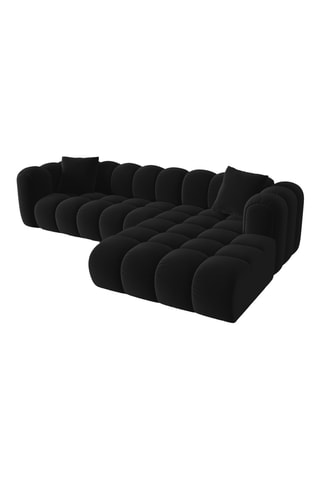 Canapé d’angle droit modulable Arden - Noir - 4 places - Tissu velours