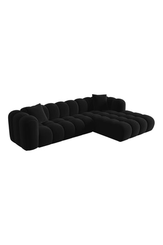Canapé d’angle droit modulable Arden - Noir - 4 places - Tissu velours