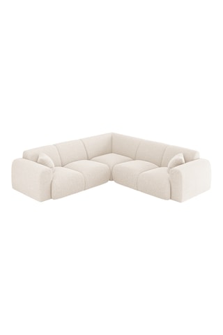 Canapé d’angle symétrique Theo - Beige - 5 places - En tissu chenille