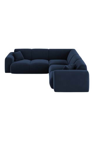 Canapé d’angle symétrique Theo - Bleu roi - 5 places - En tissu velours