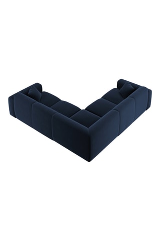 Canapé d’angle symétrique Theo - Bleu roi - 5 places - En tissu velours