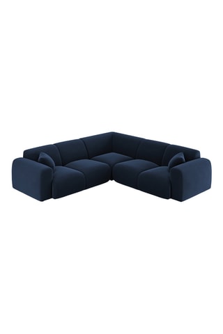 Canapé d’angle symétrique Theo - Bleu roi - 5 places - En tissu velours