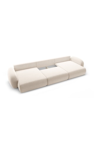 Canapé d'angle panoramique réversible convertible Kora - Beige clair - 5 places - Tissu chenille