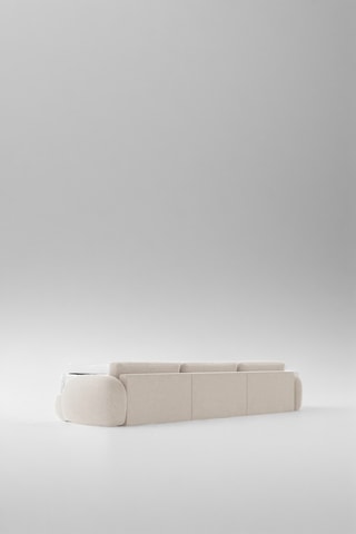 Canapé d'angle panoramique réversible convertible Kora - Beige clair - 5 places - Tissu chenille