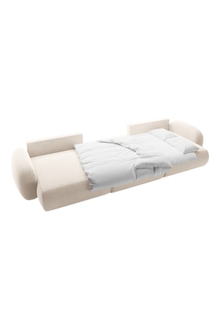 Canapé d'angle panoramique réversible convertible Kora - Beige clair - 5 places - Tissu chenille