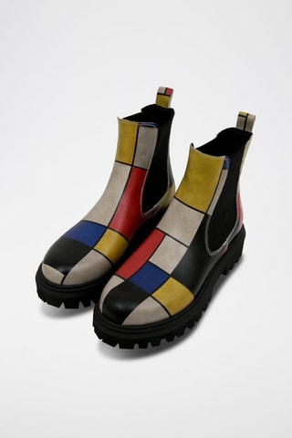 Bottines Chelsea en cuir vegan Artist Piet Composition  - Multicolore