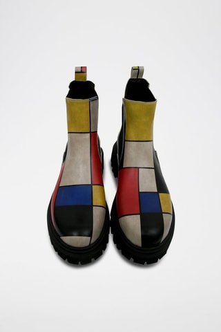 Bottines Chelsea en cuir vegan Artist Piet Composition  - Multicolore