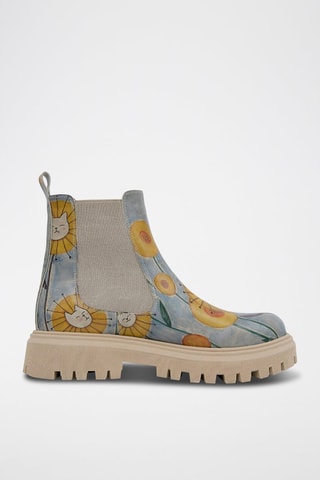 Bottines Chelsea en cuir vegan Cat Flower  - Multicolore