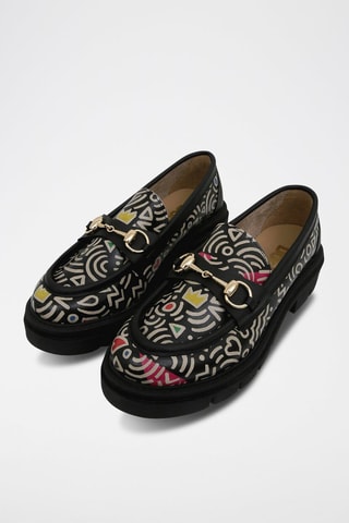Mocassins en cuir vegan Abstract Outline  - Multicolore