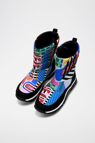 Bottes de neige en cuir vegan Geometric  - Multicolore