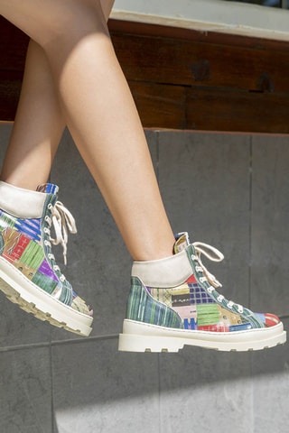 Bottines Woodblock Patchwork  - Multicolore