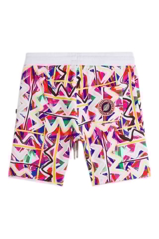 Short Tkid Cutoff Print Blanc et fuchsia