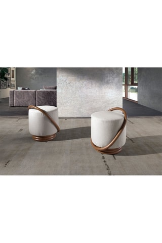 Pouf - Blanc et naturel