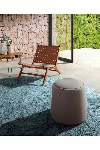 Pouf - Imitation chêne et gris