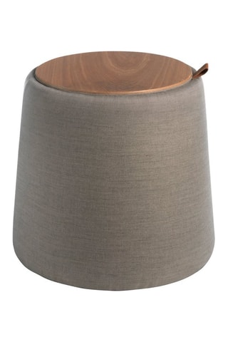 Pouf - Imitation chêne et gris