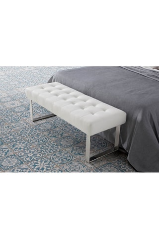 Banc de lit - Blanc - Revêtement effet cuir