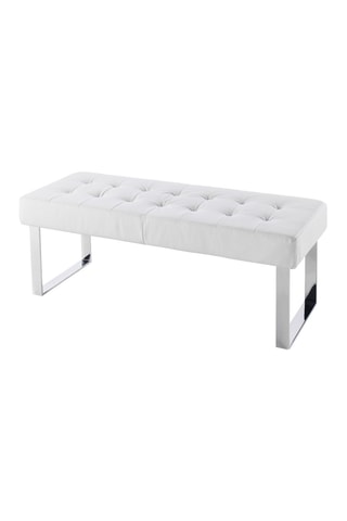 Banc de lit - Blanc - Revêtement effet cuir