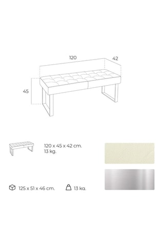 Banc de lit - Blanc - Revêtement effet cuir