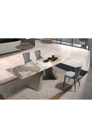 Table à manger extensible - Plateau en marbre de porcelaine - 180 x 76 x 90 cm