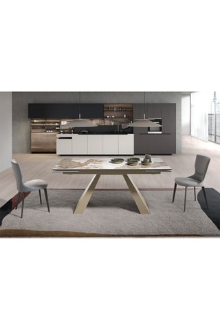 Table à manger extensible - Plateau en marbre de porcelaine - 180 x 76 x 90 cm