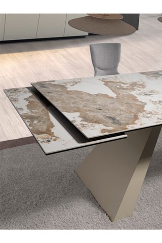 Table à manger extensible - Plateau en marbre de porcelaine - 180 x 76 x 90 cm
