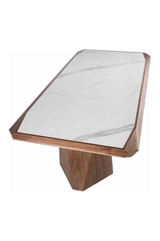Table à manger en noyer et marbre de porcelaine - 220 x 76 x 110 cm