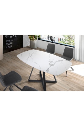 Table à manger extensible - Plateau en marbre - 120 x 90 x 77 cm