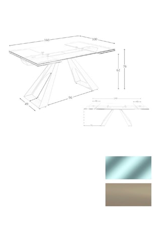 Table à manger extensible en verre - 160 à 240 cm
